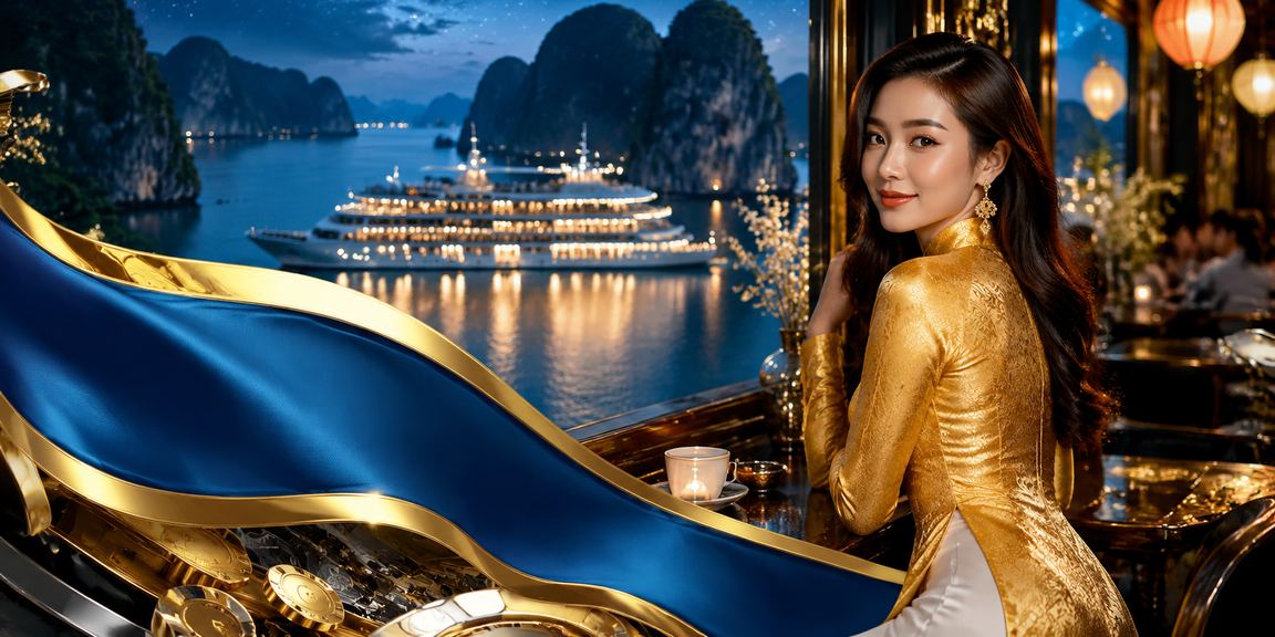 Cảnh vịnh Hạ Long về đêm gợi lên không khí sang trọng của trải nghiệm VIP cao cấp